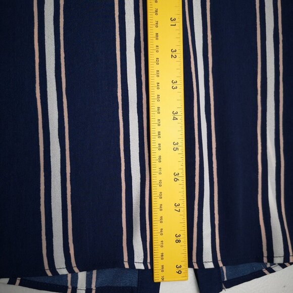 Ricki's Ladies Size 2 Navy/White/Salmon Striped Sleeveless Button Front Dress - Picture 9 of 9